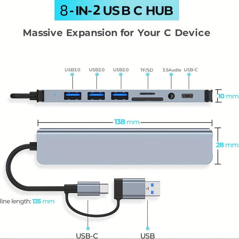 Hub USB C Divisor USB 7 em 1 Extensor