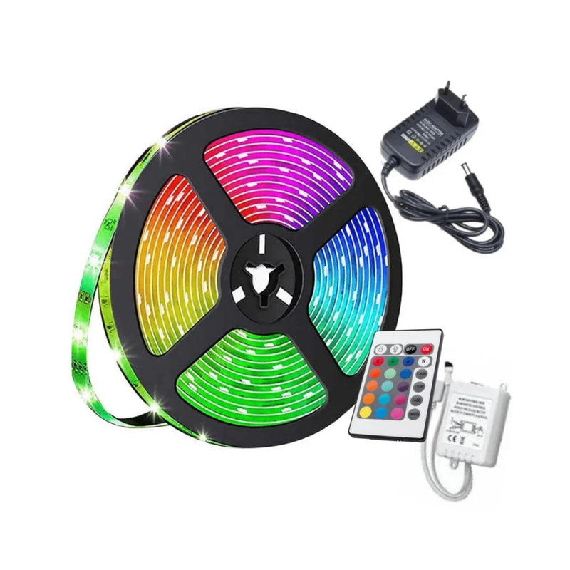 Fita Led 3528 IP65 Com Silicone RGB Rolo 5 Metros + Controle + Fonte 12V 2A Magia de Ofertas