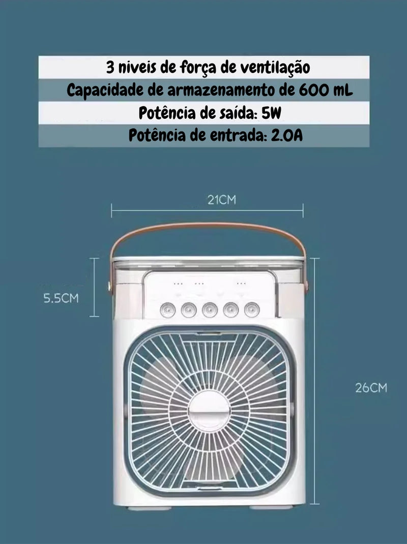 Climatizador Ventilador 3 em 1 e Umidificador Refrigerador USB Magia de Ofertas