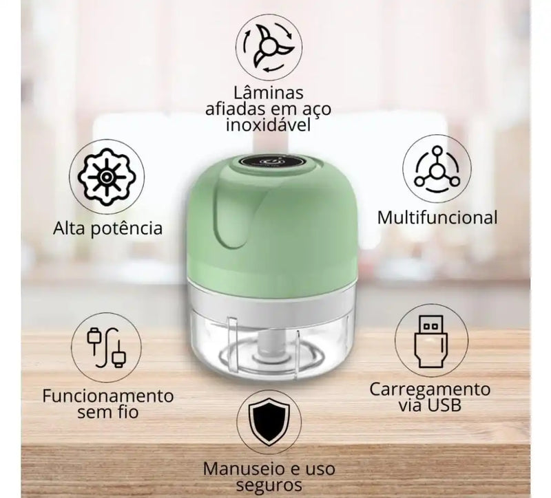 Mini Processador Elétrico: Praticidade Recarregável USB Magia de Ofertas