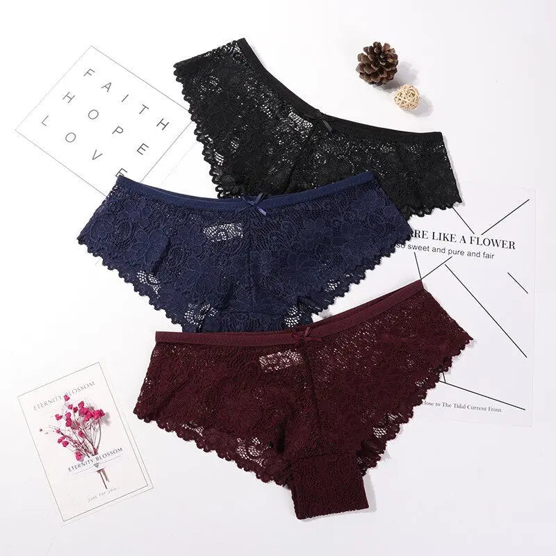 Calcinha em Renda Sexy Lace - Kit com 3 peças - Magia de Ofertas