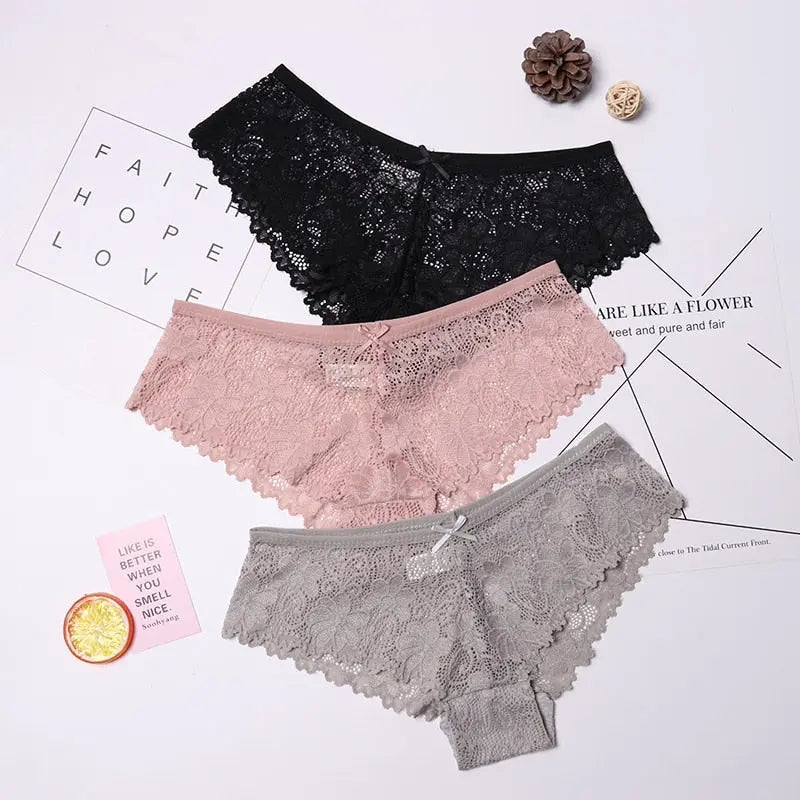 Calcinha em Renda Sexy Lace - Kit com 3 peças - Magia de Ofertas