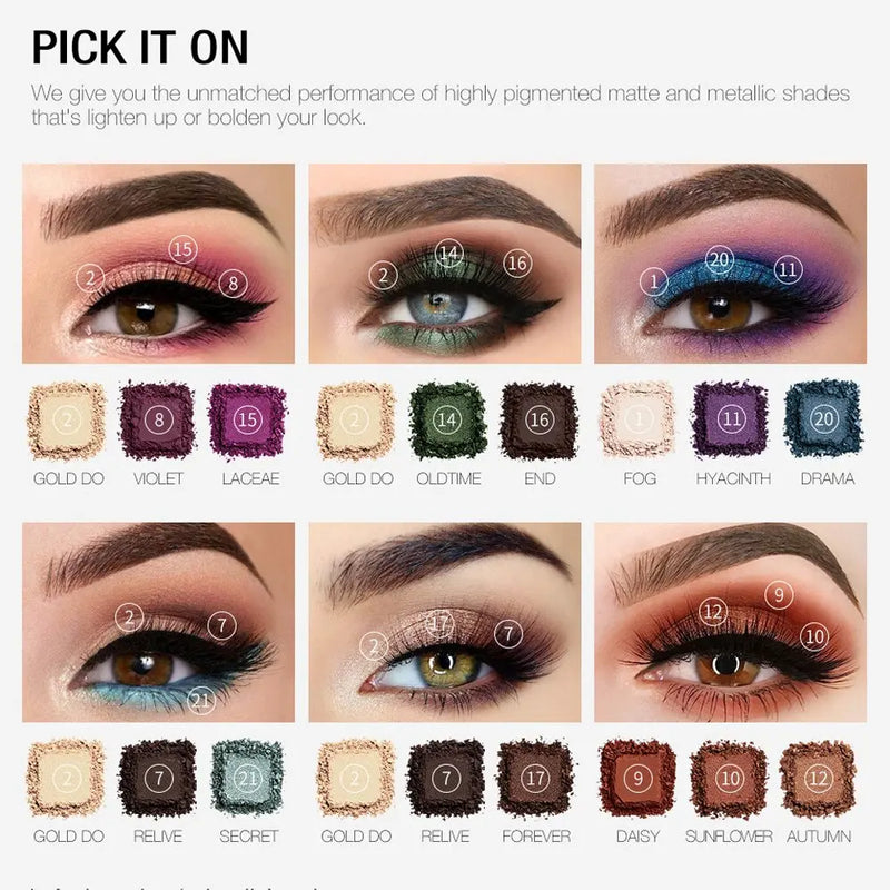 Paleta de Sombras O.TWO.O Glitter - 21 Cores - Magia de Ofertas