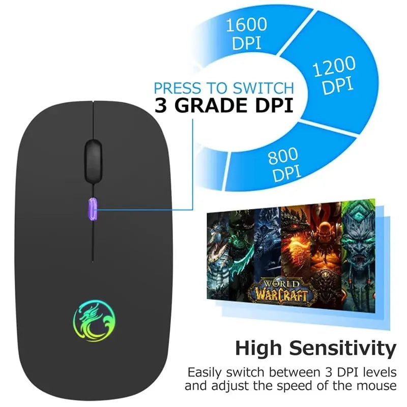 Mouse Wireless Bluetooth RGB Recarregável iMice - Magia de Ofertas