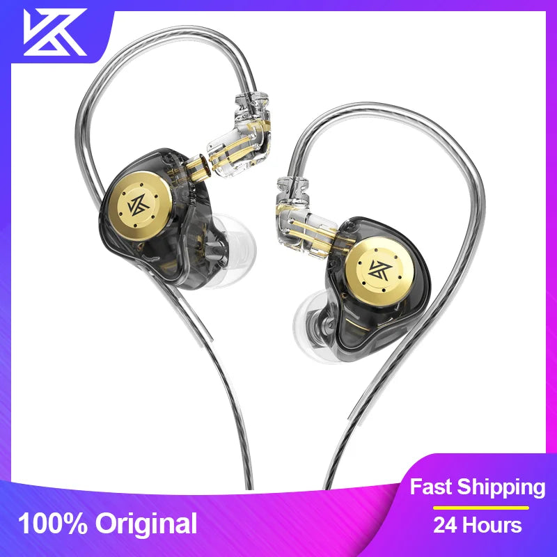 Fone KZ EDX Pro Earphones Dynamic In Ear Monitor HiFi Wired Headphones Bass Stereo Game Music Earplugs Noice Cancelling Headset - Magia de Ofertas