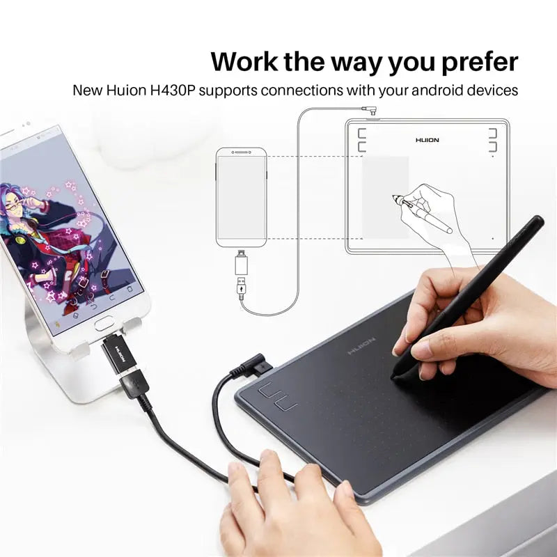 Mesa Digitalizadora Desenho Gráfico e Digital HUION H430P - Magia de Ofertas