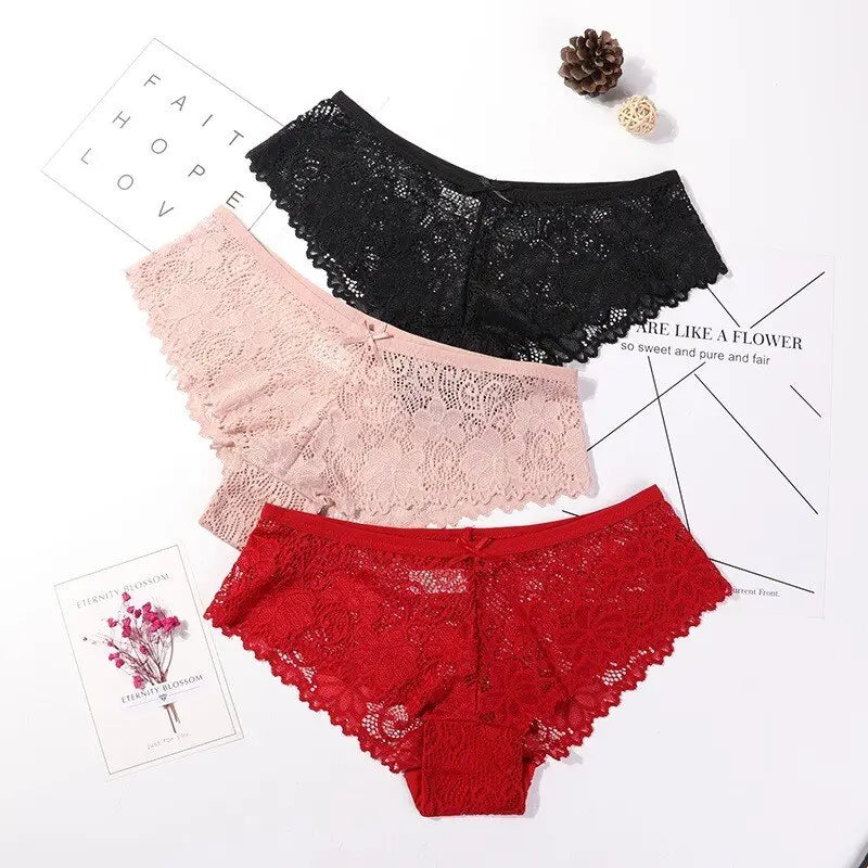 Calcinha em Renda Sexy Lace - Kit com 3 peças - Magia de Ofertas