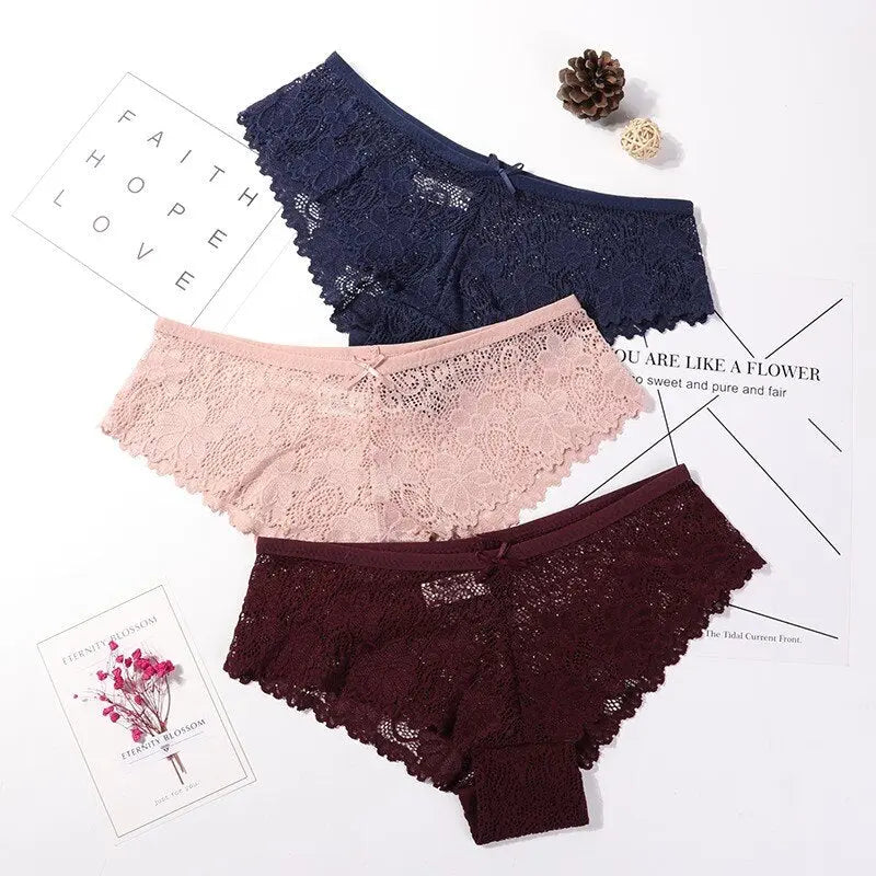 Calcinha em Renda Sexy Lace - Kit com 3 peças - Magia de Ofertas