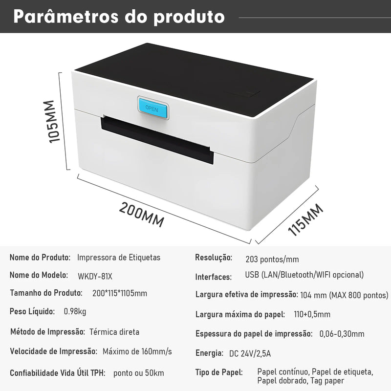 etiquetadora impressora portátil，etiqueta，Ethernet, Bluetooth, WIFI como opções，impressora de etiquetas，rotuladora etiquetadora - Magia de Ofertas