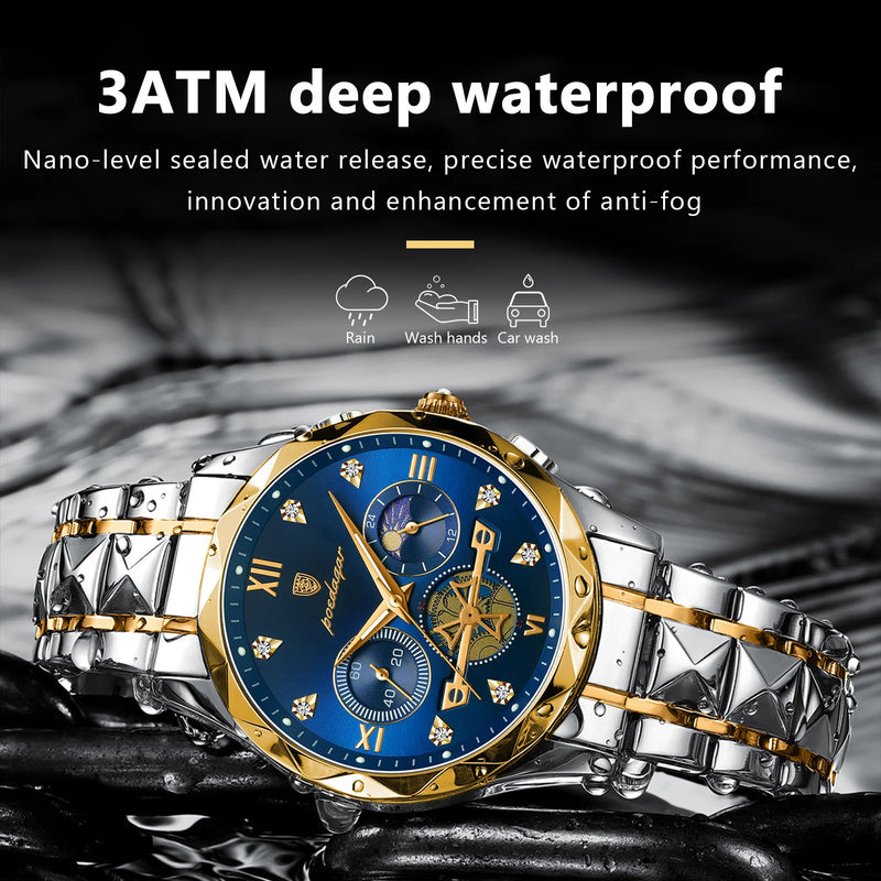 POEDAGAR Luxury Man Wristwatch Waterproof Luminous Chronograph Watch for Men Stainless Steel Men's Quartz Watches reloj hombre Magia de Ofertas