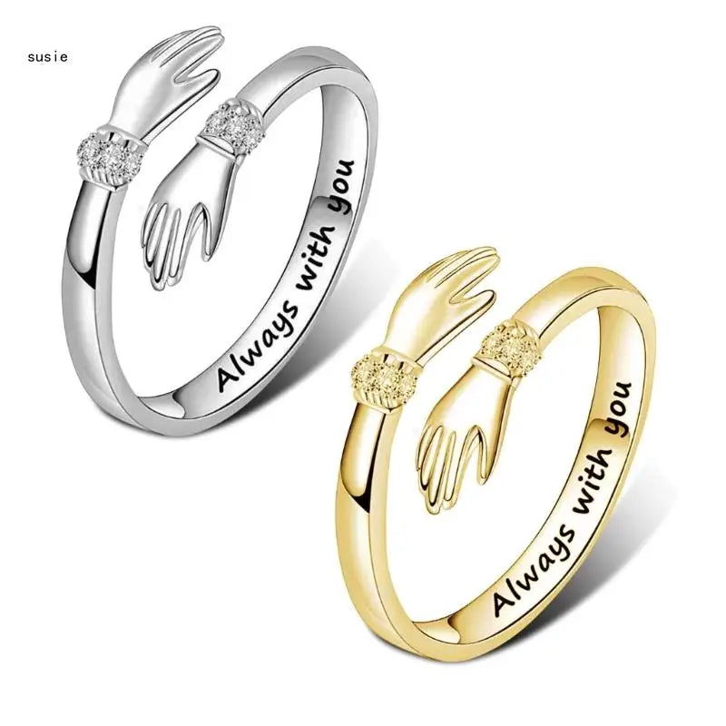 Anel Women Temperament Personality Creative-Love Hug Ring for Lover Daughter Jewelry - Magia de Ofertas