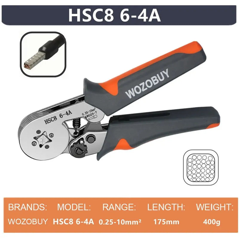 Virola mangas terminais ferramentas de friso mini alicate elétrico hsc8 6-4/6-6(0.25-10mm²/0.25-6mm²) braçadeira de reparo de conexão de fio - Magia de Ofertas