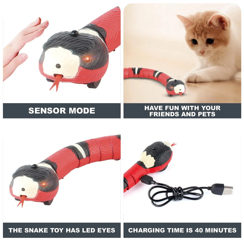 Smart Sensing Cat Toys Interactive Automatic Eletronic Snake Cat Teaser Indoor Play Kitten Toy USB Rechargeable for Cats Kitten Magia de Ofertas