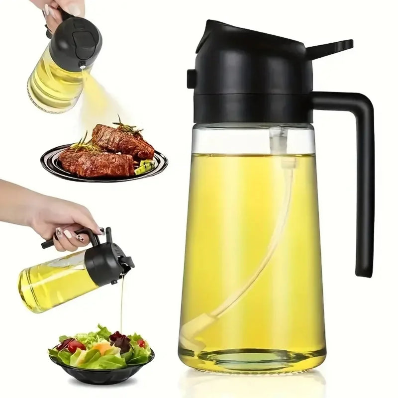 2in1 Oil Sprayer Glass Bottle for Cooking  Anti-leakage Olive Oil Storage Bottle for BBQ Air Fryer Salad Steak Kitchen Supplies Magia de Ofertas