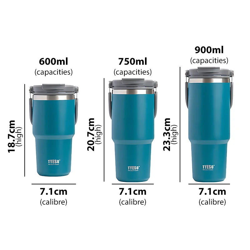 Garrafa Stainless Steel Thermos Bottle Tyeso Coffee Cup Portable Insulation Cold And Hot Travel Fitness Mug Leakproof Vacuum Flask - Magia de Ofertas