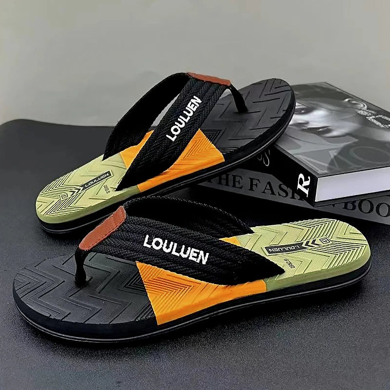 Sandália High Quality Brand Men Flip Flops Summer Beach Flip Flops Men Fashion Breathable Casual Beach Men Slippers Summer Outdoor - Magia de Ofertas