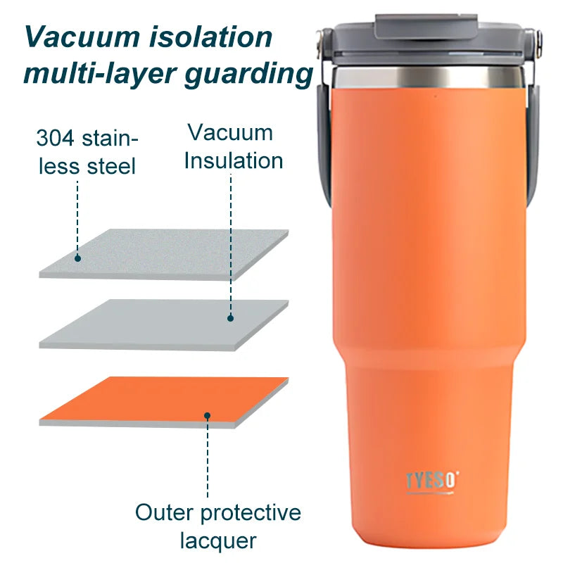 Garrafa Stainless Steel Thermos Bottle Tyeso Coffee Cup Portable Insulation Cold And Hot Travel Fitness Mug Leakproof Vacuum Flask - Magia de Ofertas