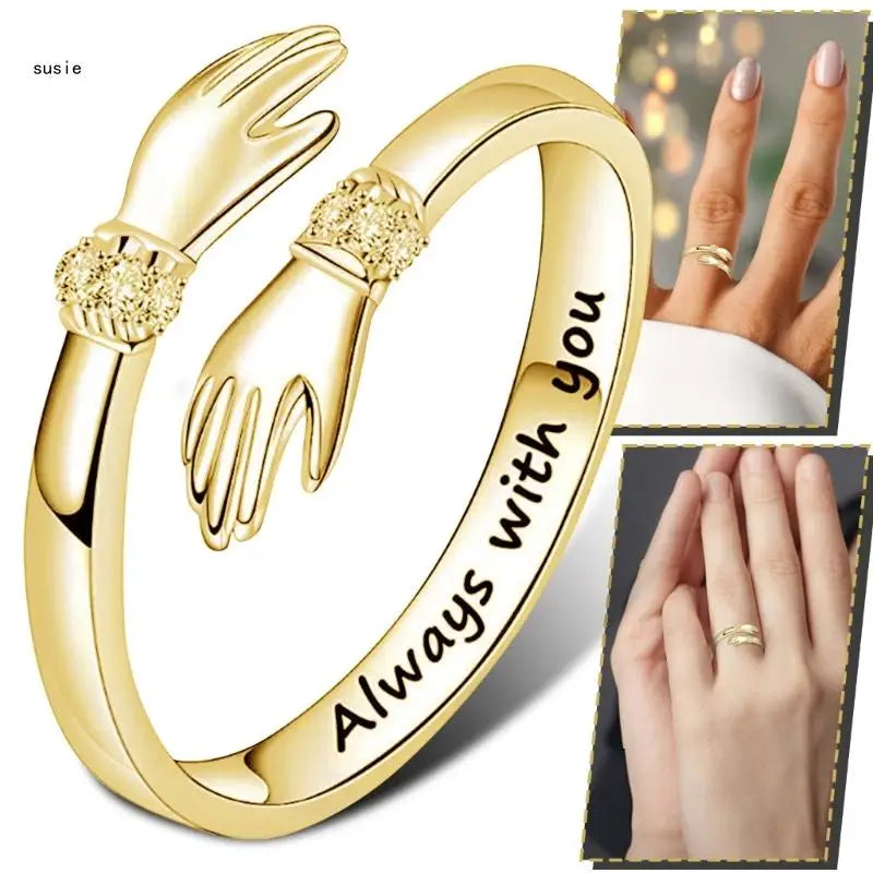 Anel Women Temperament Personality Creative-Love Hug Ring for Lover Daughter Jewelry - Magia de Ofertas