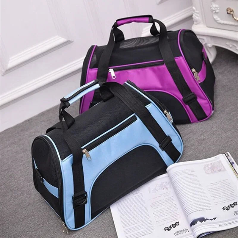 Bolsa transportadora portátil para animais de estimação, bolsa macia rosa para transportar gatos azuis, bolsa de viagem respirável para animais de estimação - Magia de Ofertas