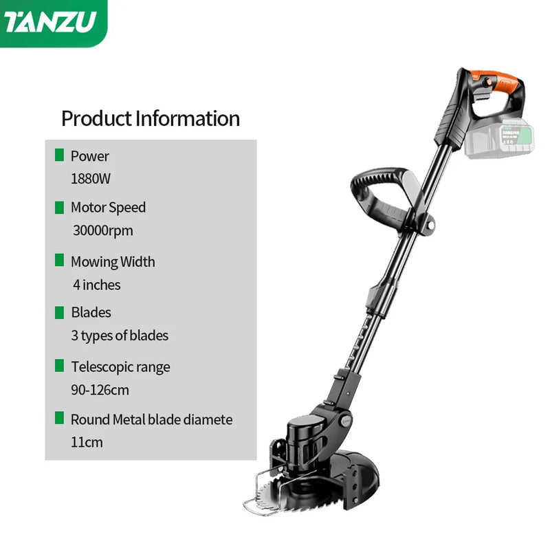 Electric Lawn Mower 21V Handheld 1880W Grass Cutting Wood Trimmer Length Adjustable With Battery Cordless Garden Power Pruning Magia de Ofertas