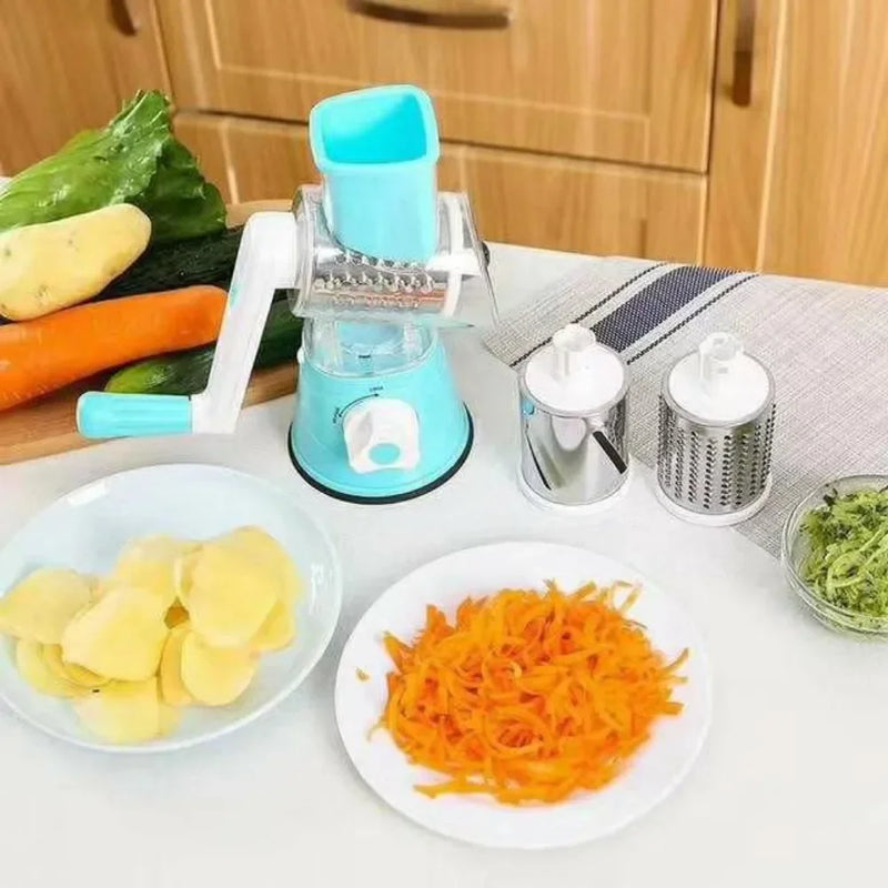 Vegetable Cutter & Slicer Manual Kitchen Cheese Chopper Machine With 3 Sharp Drums Multifunctional Garlic Potato Shredder Magia de Ofertas