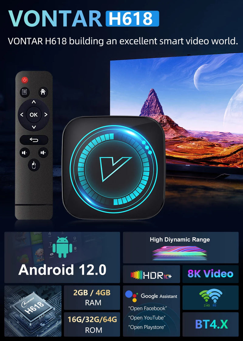 TV Box Android 12 Allwinner H618 Quad Core Cortex A53 Magia de Ofertas