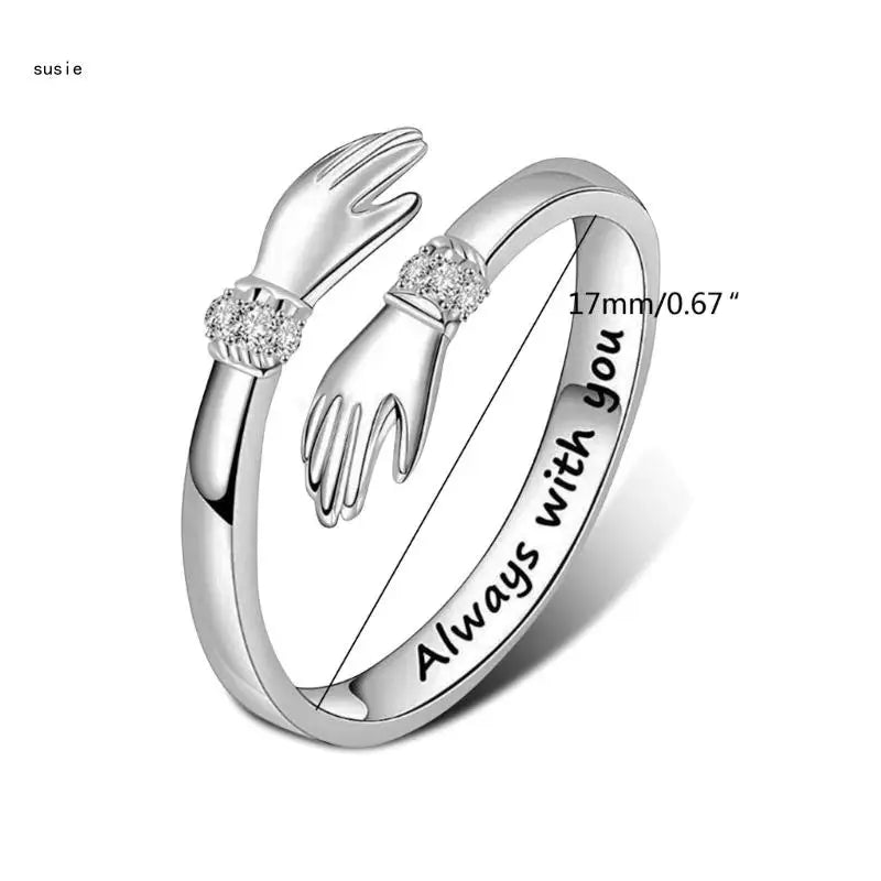 Anel Women Temperament Personality Creative-Love Hug Ring for Lover Daughter Jewelry - Magia de Ofertas