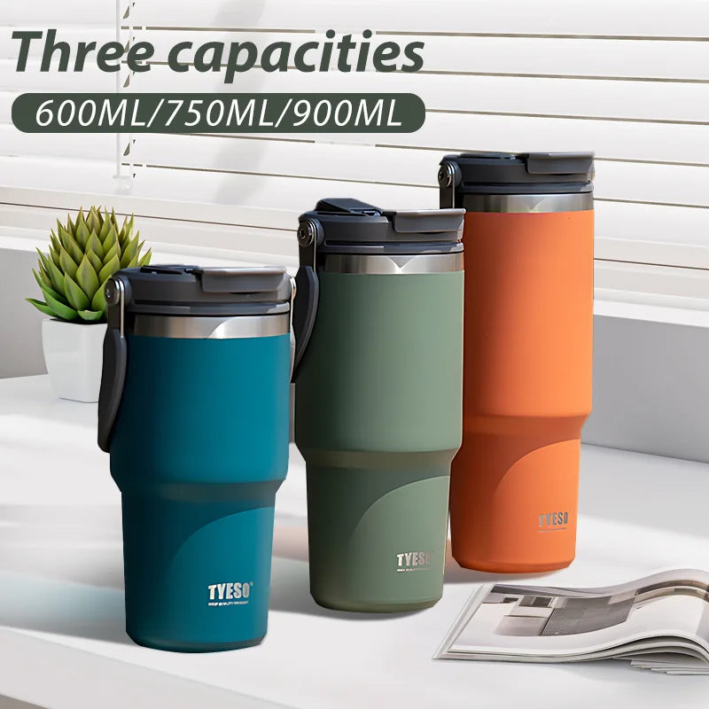 Garrafa Stainless Steel Thermos Bottle Tyeso Coffee Cup Portable Insulation Cold And Hot Travel Fitness Mug Leakproof Vacuum Flask - Magia de Ofertas