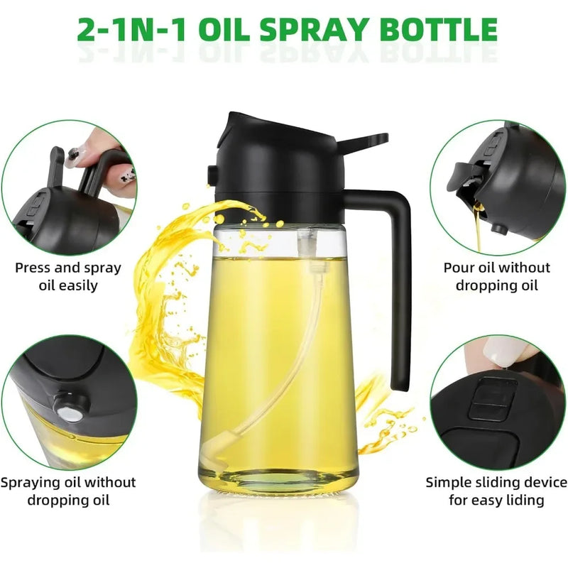 2in1 Oil Sprayer Glass Bottle for Cooking  Anti-leakage Olive Oil Storage Bottle for BBQ Air Fryer Salad Steak Kitchen Supplies Magia de Ofertas