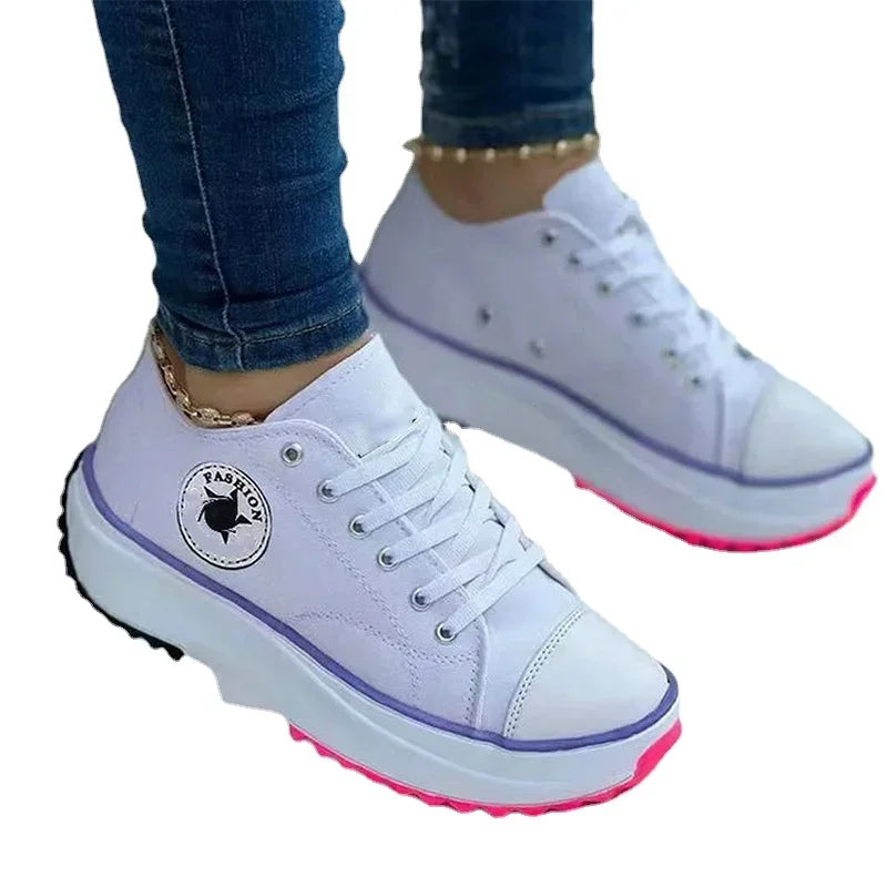 DOGHC 2024 Women's High-End Brand Sports Shoes Comfortable Breathable Ladies Canvas Shoes Casual Shoes Flat Lace Up for Women Magia de Ofertas