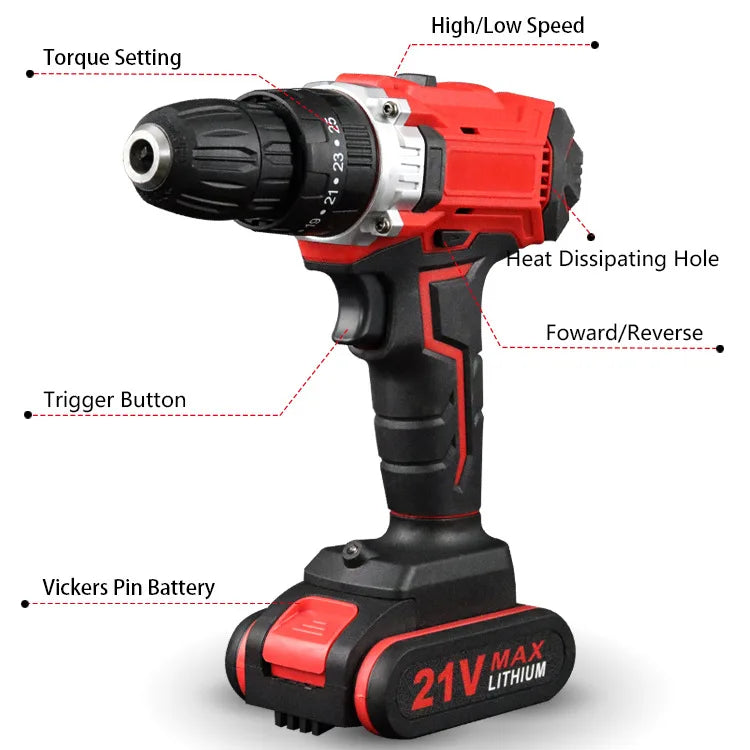 furadeira impacto sem fio mini 21v chave de fenda elétrica sem fio 2 funções bateria lítio carregamento mão diy ferramentas elétricas - Magia de Ofertas