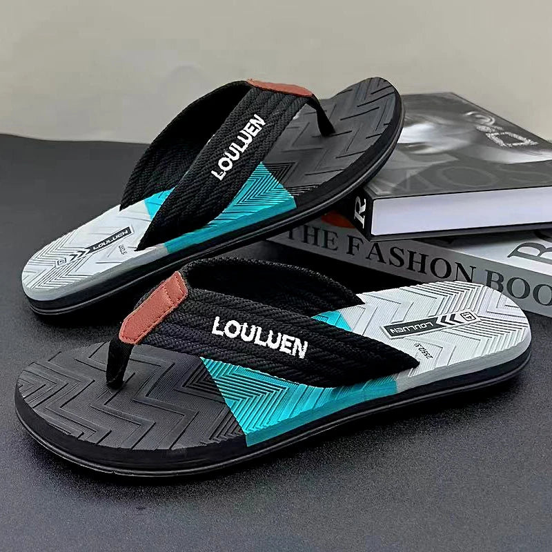 Sandália High Quality Brand Men Flip Flops Summer Beach Flip Flops Men Fashion Breathable Casual Beach Men Slippers Summer Outdoor - Magia de Ofertas