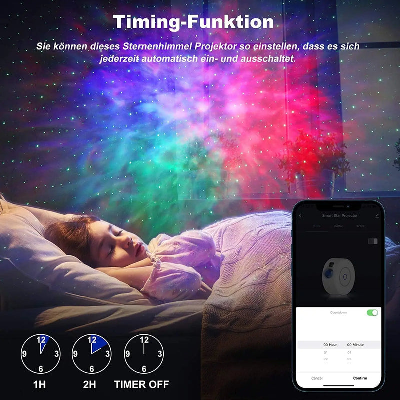 Tuya WiFi Smart Aurora Galaxy Star Projector Night Light Alexa Voice Control APP Control Star Projector LED Light Kids Baby Gift Magia de Ofertas