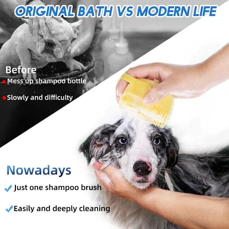 Pet Dog Shampoo Brush, Cat Massage Comb, Grooming Scrubber para banho de cabelo curto, borracha de silicone macia, 2.7oz, 80ml - Magia de Ofertas