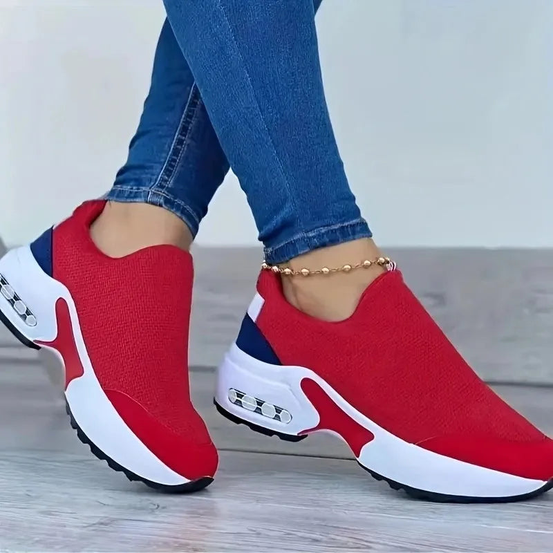 Woman Sneakers Solid Color Fashion Platform Breathable Vulcanize Walking Running Tenis Lace Up Casual Wedges Mesh Sports Shoes Magia de Ofertas