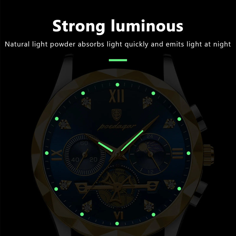 POEDAGAR Luxury Man Wristwatch Waterproof Luminous Chronograph Watch for Men Stainless Steel Men's Quartz Watches reloj hombre Magia de Ofertas