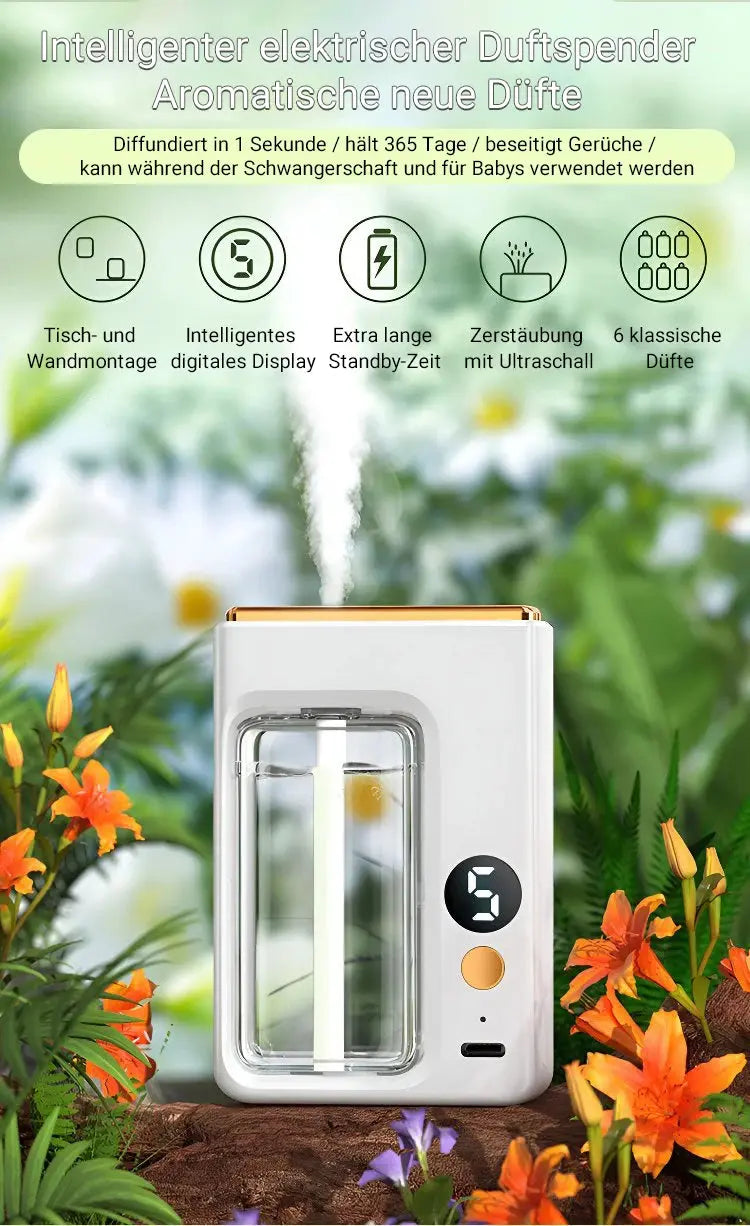 Automatic Aromatherapy Diffuser 50ml Essential Oils Diffuser USB Multi-Mode LED Digital Display Home Wall Mounted Display Air Fr Magia de Ofertas