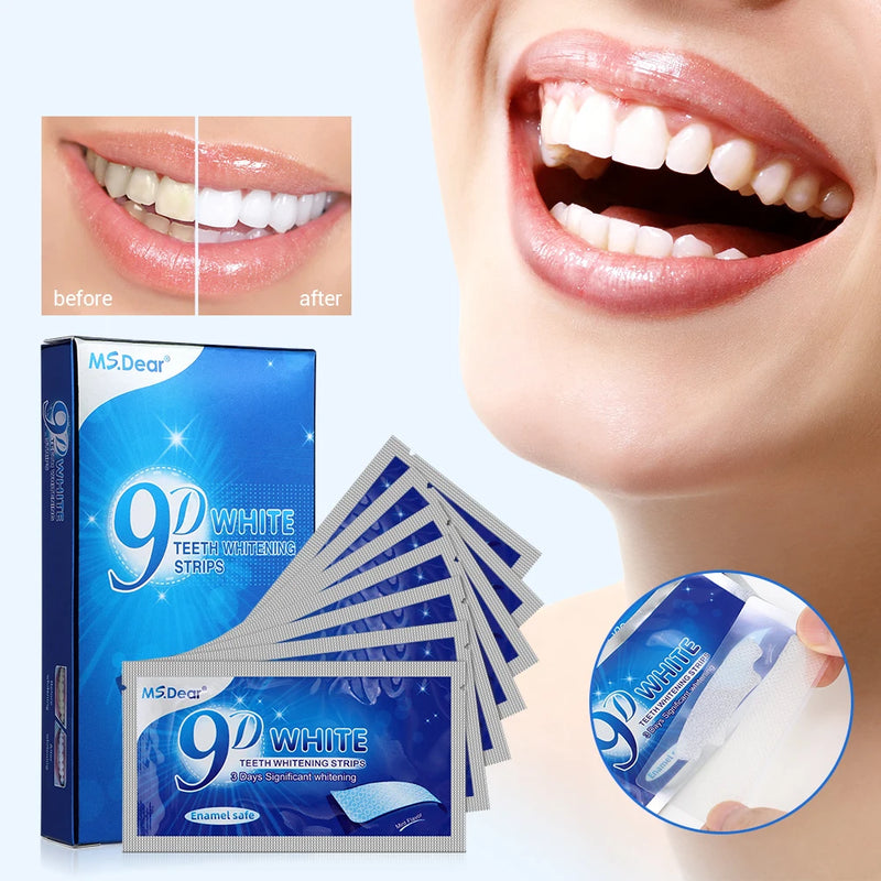 9D Gel Teeth Whitening Strips White Tooth Dental kit Oral Hygiene Care Strip for false Teeth Veneers Dentist Seks Whiten Gel Magia de Ofertas