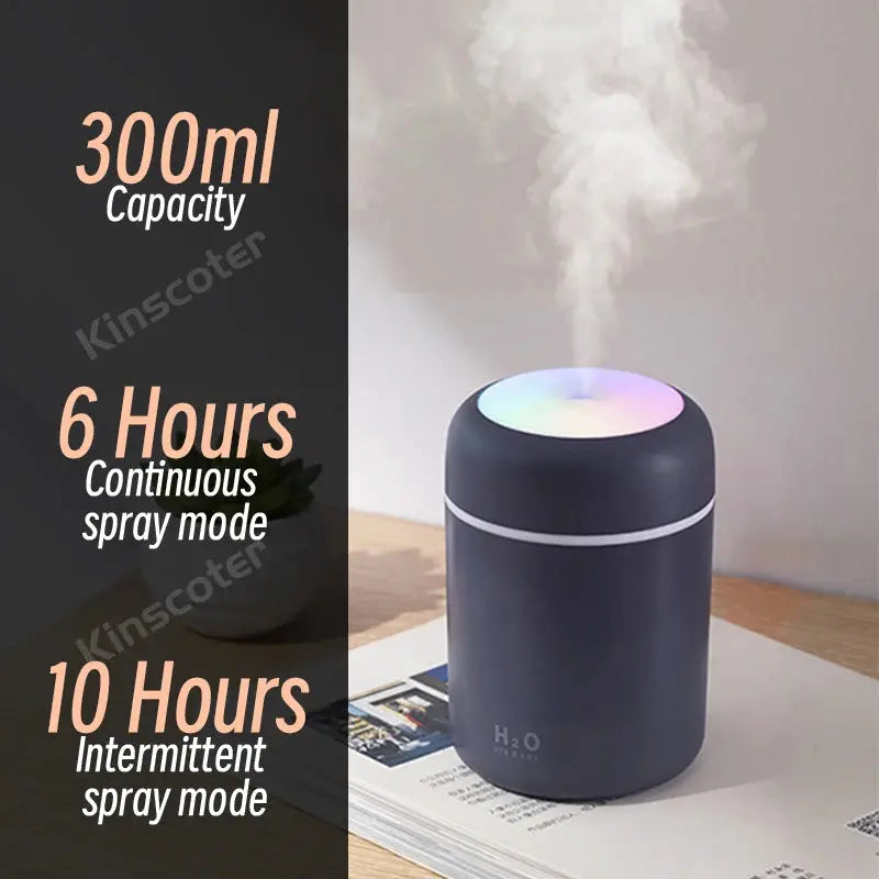 300ml H2O Air Humidifier Portable Mini USB Aroma Diffuser With Cool Mist For Bedroom Home Car Plants Purifier Humificador Magia de Ofertas