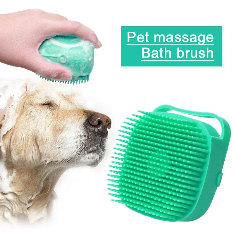 Pet Dog Shampoo Brush, Cat Massage Comb, Grooming Scrubber para banho de cabelo curto, borracha de silicone macia, 2.7oz, 80ml - Magia de Ofertas