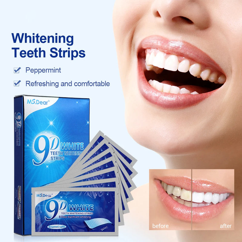 9D Gel Teeth Whitening Strips White Tooth Dental kit Oral Hygiene Care Strip for false Teeth Veneers Dentist Seks Whiten Gel Magia de Ofertas