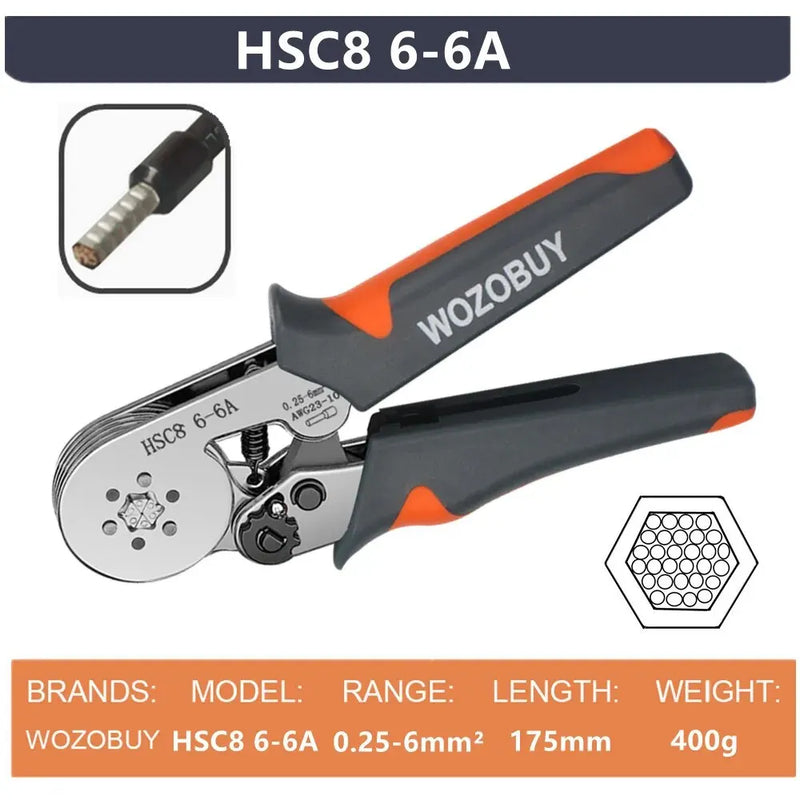 Virola mangas terminais ferramentas de friso mini alicate elétrico hsc8 6-4/6-6(0.25-10mm²/0.25-6mm²) braçadeira de reparo de conexão de fio - Magia de Ofertas