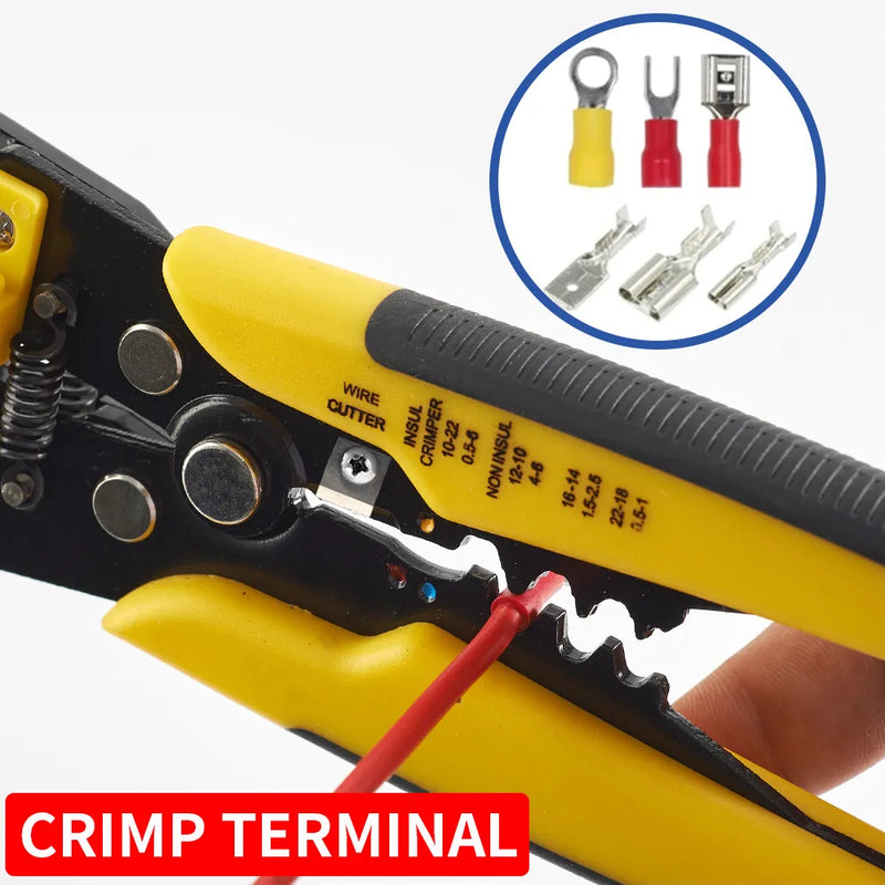 Cortador de cabo crimper ajustável automático descascador de fio multifuncional alicate terminal ferramenta mão - Magia de Ofertas