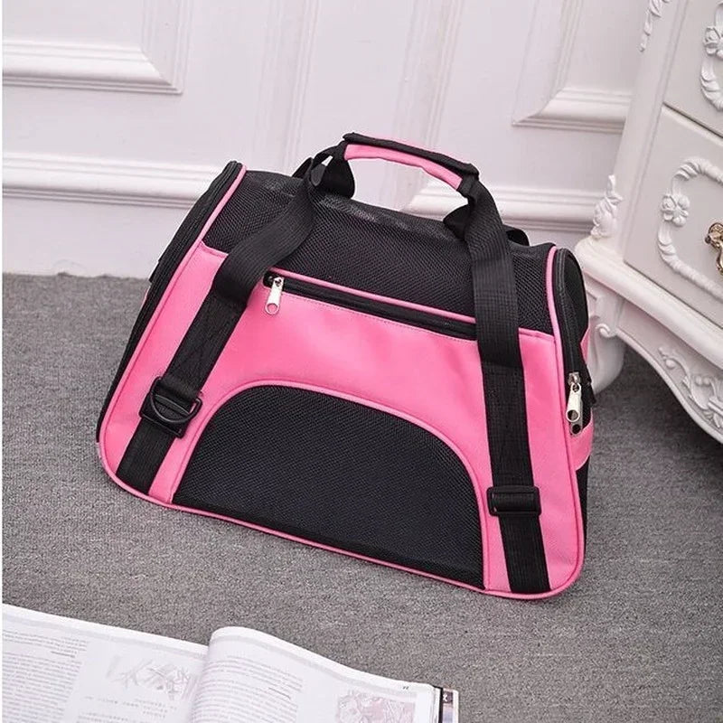 Bolsa transportadora portátil para animais de estimação, bolsa macia rosa para transportar gatos azuis, bolsa de viagem respirável para animais de estimação - Magia de Ofertas