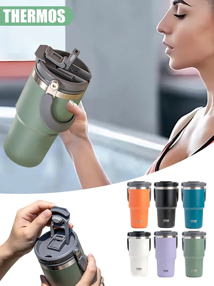 Garrafa Stainless Steel Thermos Bottle Tyeso Coffee Cup Portable Insulation Cold And Hot Travel Fitness Mug Leakproof Vacuum Flask - Magia de Ofertas