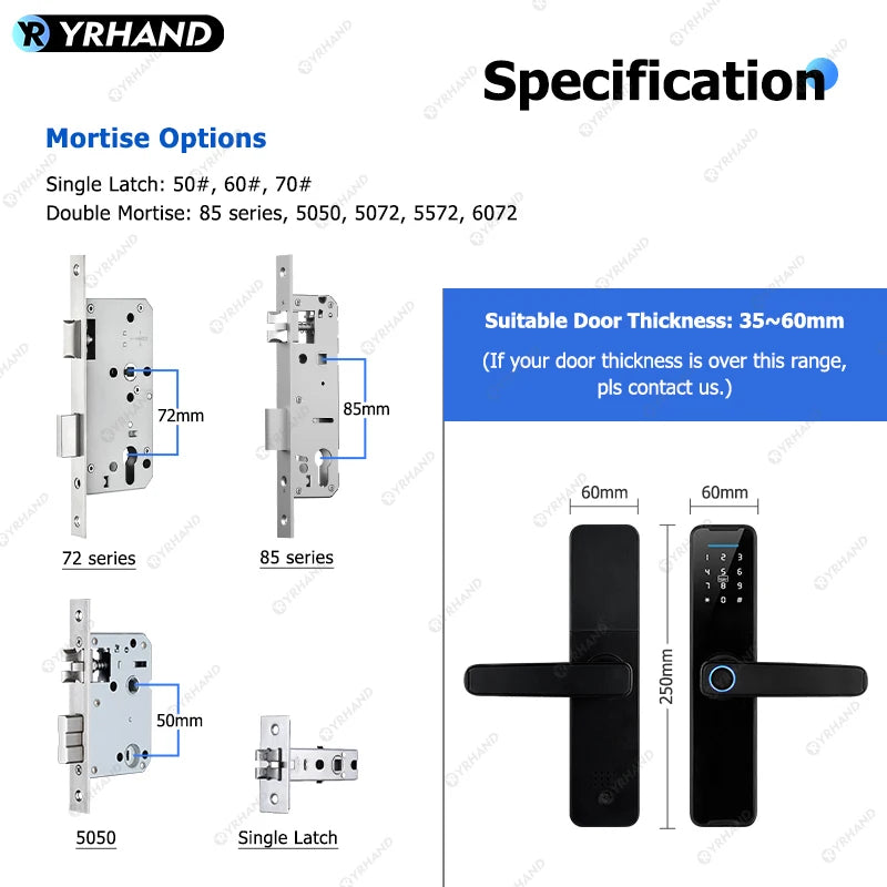 YRHAND Do Brasil Tuya Wifi Biometric Fingerprint fechadura eletronico digital Smart Door Lock Tuya App Unlock From BR Magia de Ofertas