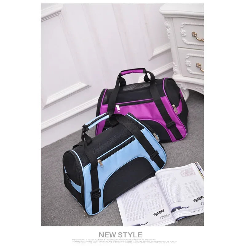 Bolsa transportadora portátil para animais de estimação, bolsa macia rosa para transportar gatos azuis, bolsa de viagem respirável para animais de estimação - Magia de Ofertas