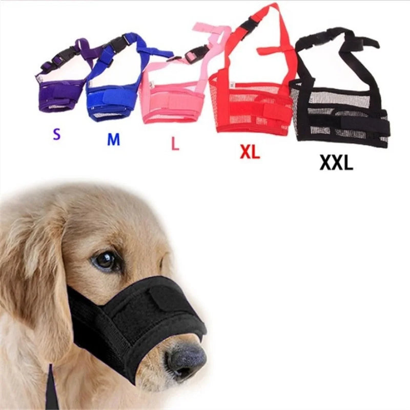 Anti latido cão focinho para pequenos cães grandes malha ajustável respirável boca do animal de estimação focinhos para cães correias de náilon acessórios do cão - Magia de Ofertas