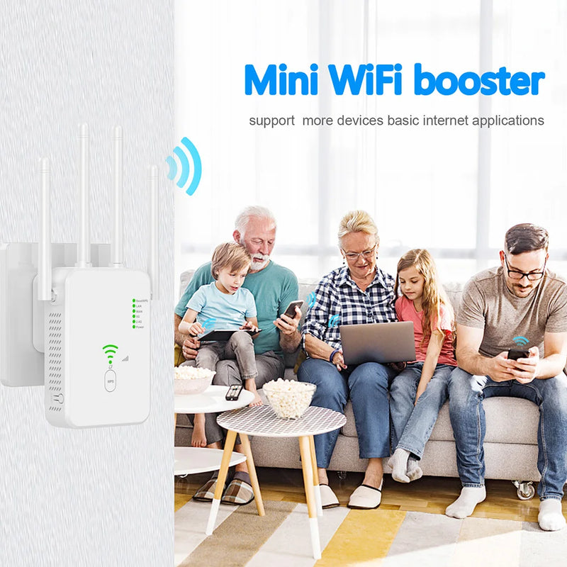 repetidor sem fio wifi roteador 2.4g 5g 1200mbps banda dupla amplificador de sinal wi-fi extensor repetidor impulsionador wi-fi para escritório em casa - Magia de Ofertas