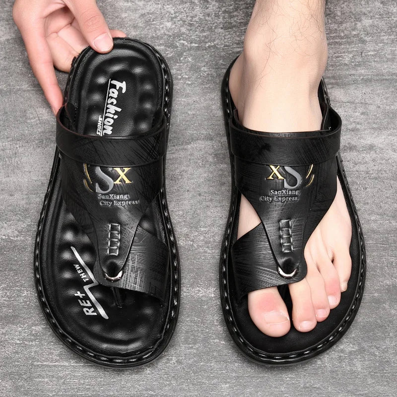 Sandálias masculinas de marca verão sola macia anti deslizamento sapatos de praia masculino ao ar livre confortáveis chinelos de luxo sandalias de alta qualidade - Magia de Ofertas